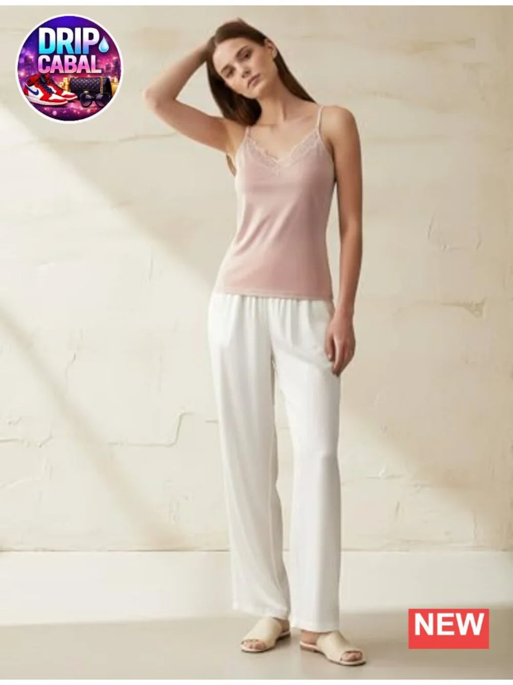Mulberry Silk Knit Camisole Tank Top for Women Lace V-Neck Adjustable Spaghetti